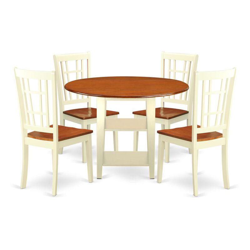 Dining Room Set Buttermilk & Cherry, SUNI5-BMK-W