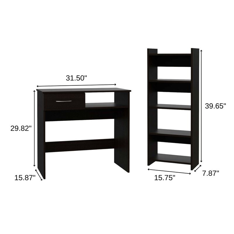 Computer Desk and Bookshelf Set for Home Office or Study Organization