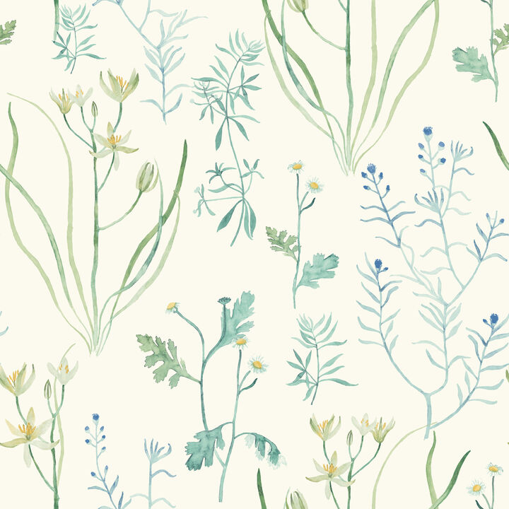 Alpine Botanical White Wallpaper