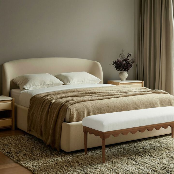 Oodle Bronze Vegan Mohair Bench in Walnut