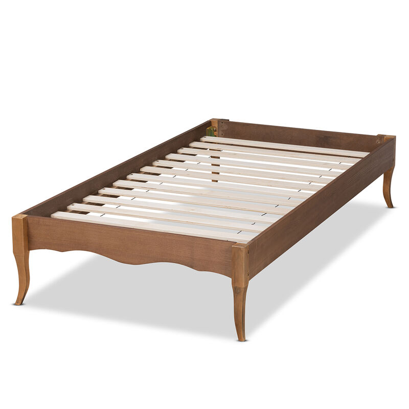 Baxton Studio Marieke Vintage Ash Walnut Finished Wood Twin Size Platform Bed Frame