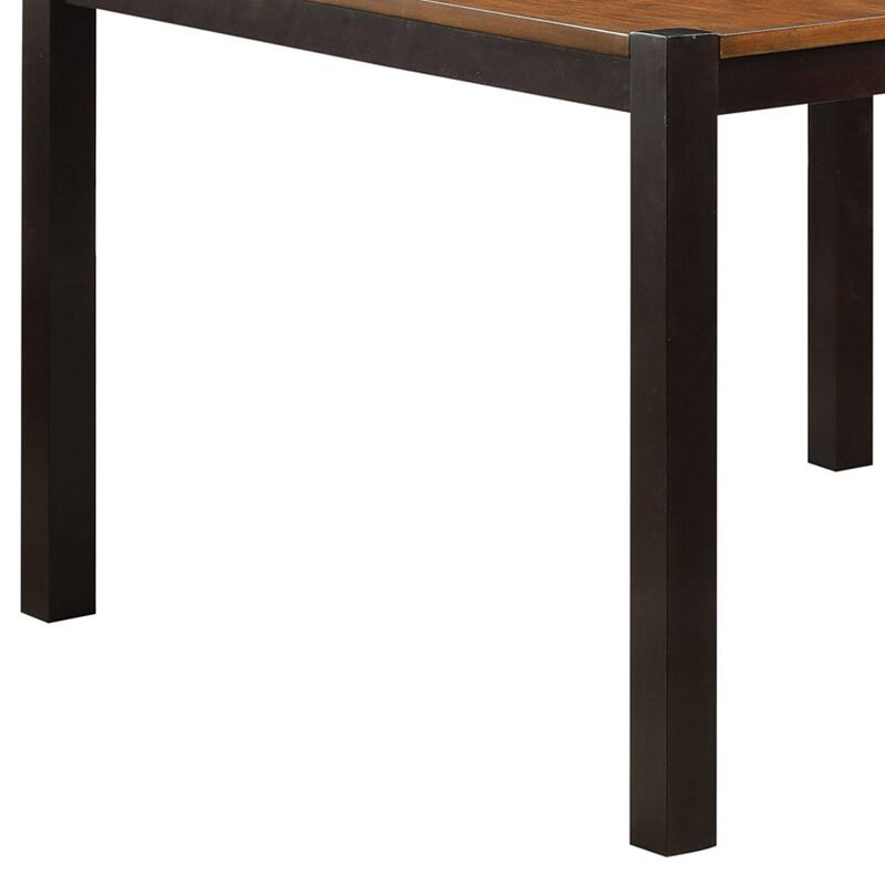 Reid 36-54 Inch Extendable Counter Height Table, Brown Top, Espresso Frame-Benzara