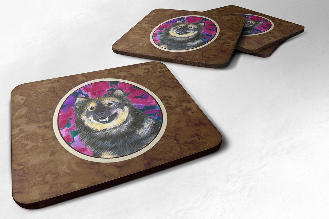Caroline's Treasures SS1063FC Finnish Lapphund Foam Coasters (Set of 4), 3.5 H x 3.5 W, Multicolor