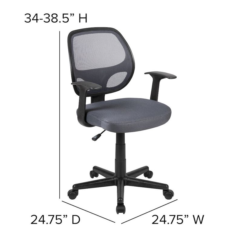 Flash Furniture Fundamentals Mid-Back Black Mesh Swivel Ergonomic Task Office Chair with Arms image number 3