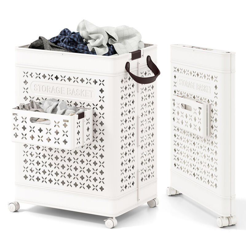 Collapsible Laundry Basket 20 Gallon Plastic Storage Bin with Handles image number 6