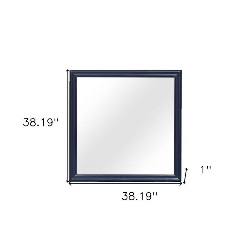 HomeRoots 38" Blue Square Wood Framed Accent Mirror image number 5