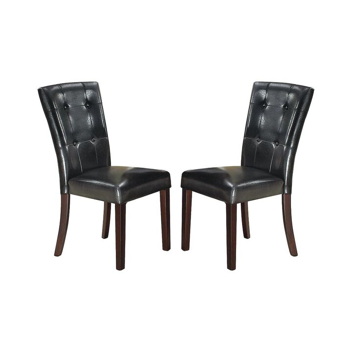 Simple Relax Leather Upholstered Dining Chair, Black(Set of 2)