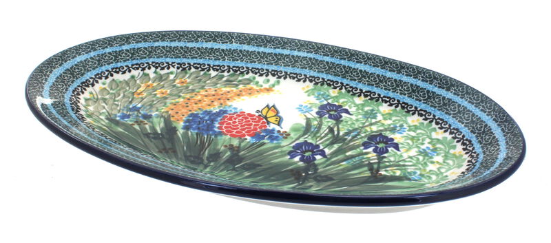 Blue Rose Polish Pottery Teresa Oval Platter