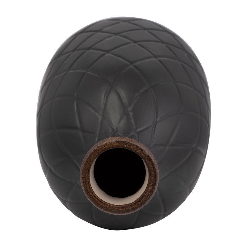 16" Plaid Textured Vase, Black image number 5