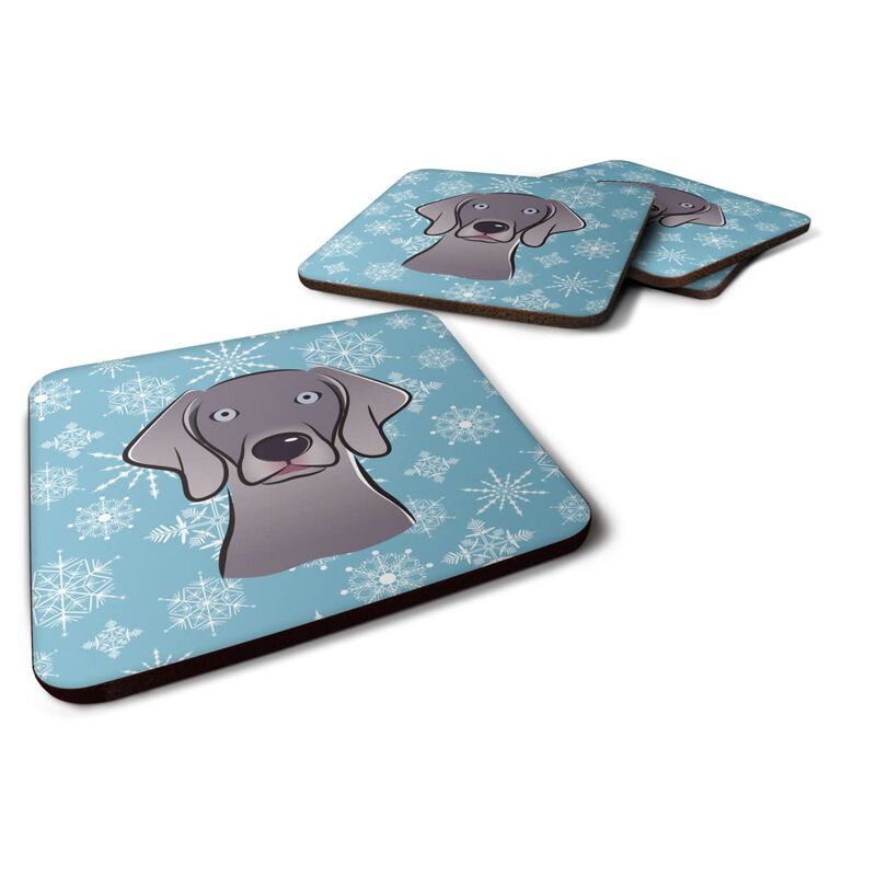 Caroline's Treasures BB1665FC Snowflake Weimaraner Foam Coasters (Set of 4), 3.5, Multicolor