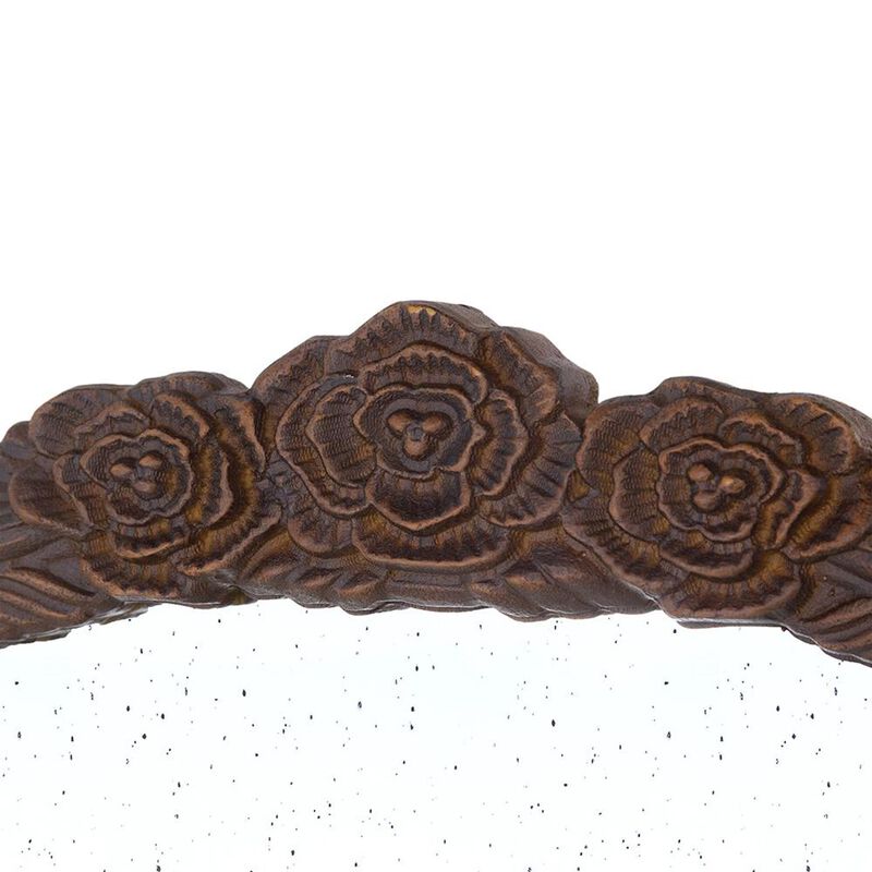 HomeRoots 30" Brown Crowned Top Antiqued Glass Framed Accent Mirror image number 3