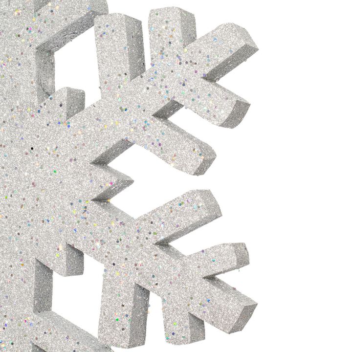 Vickerman 24" Silver Glitter Snowflake Christmas Ornament - Double Sided Ornament - Unique Christmas Ornament - Snowy Christmas Decor - Festive Silver Christmas Decor