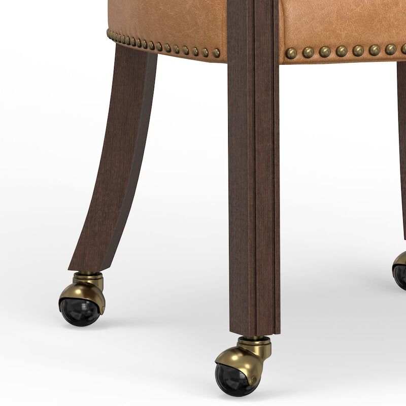 Georgio Dining and Game Chair in Walnut with Saddle Faux Leather