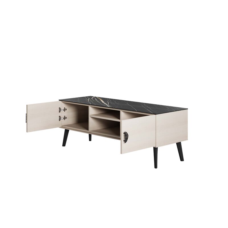 Haley TV Stand in Black Marble