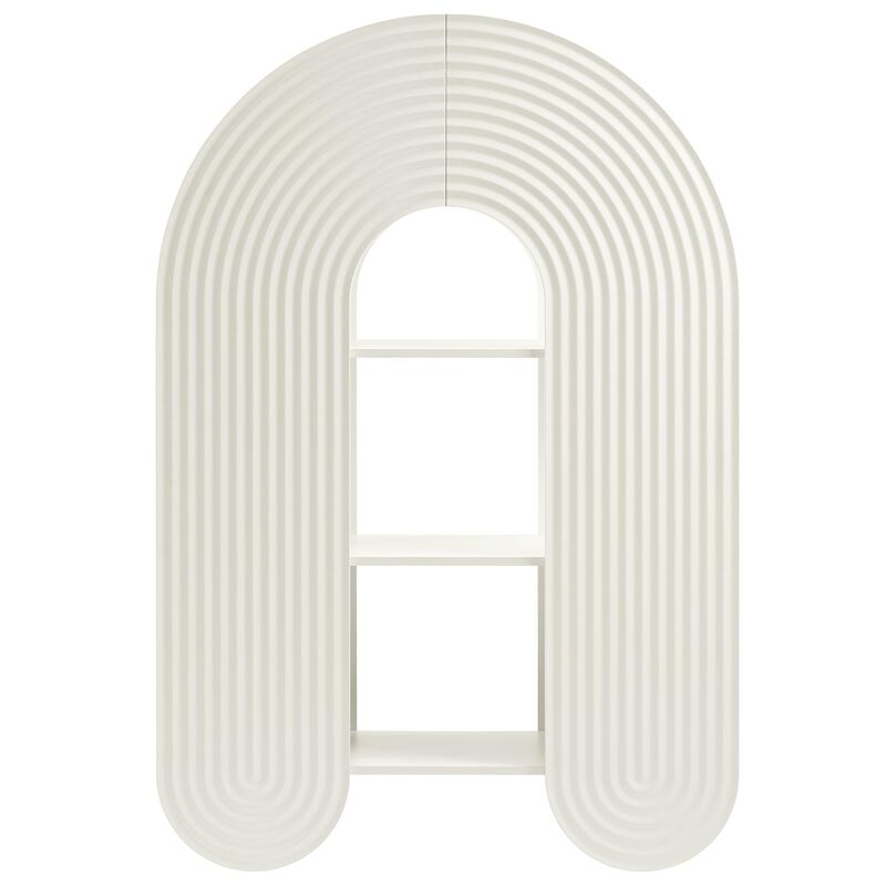 Modway Daydream 58" Tall Arched Cabinet Bookshelf &ndash; Whimsical Ripple Bookcase with Open Storage and Display for Kids Rooms, Bedrooms, and Playrooms image number 6