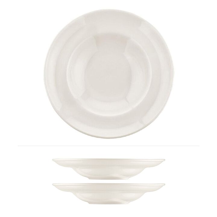 Gourmet dia.10.75" h:2.25" 16 oz. Round Warm White Vitrified Bowl (Set of 2)