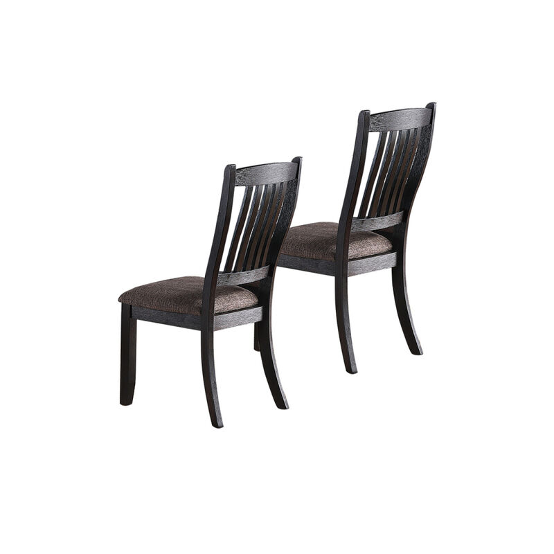 Dark Coffee Fabric Upholstered Side Chairs, Black(Set of 2)
