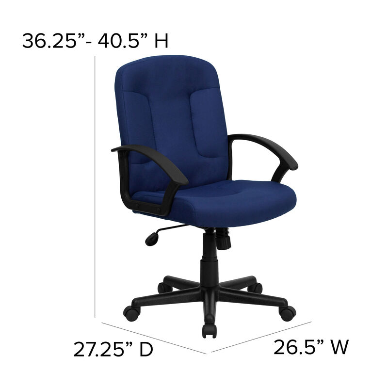 Garver Mid-Back Fabric Executive Swivel Office Chair with Nylon Arms image number 4