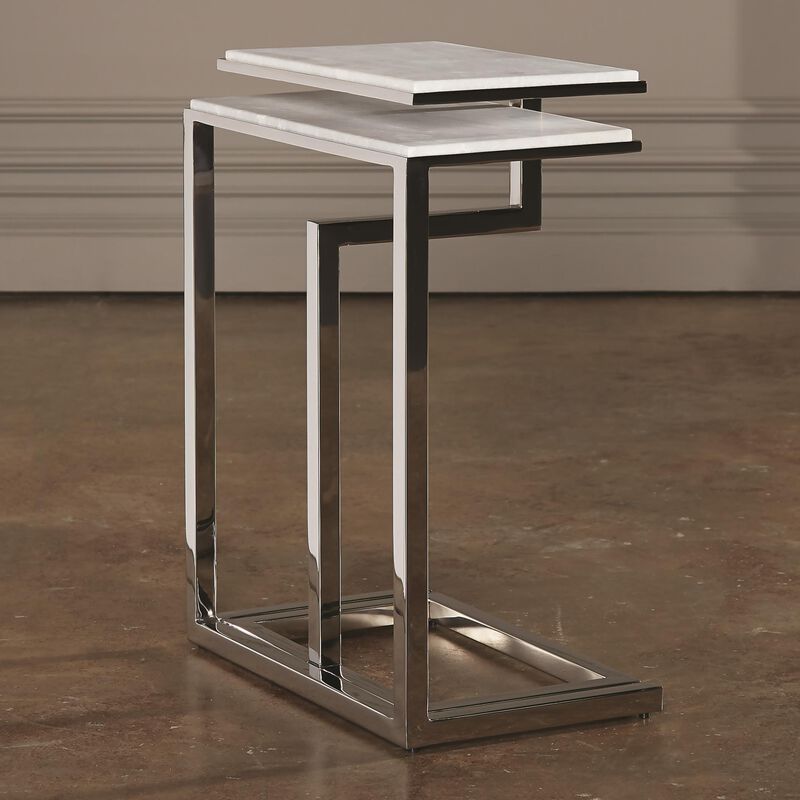 Set of 2 C-Nesting Tables in silver