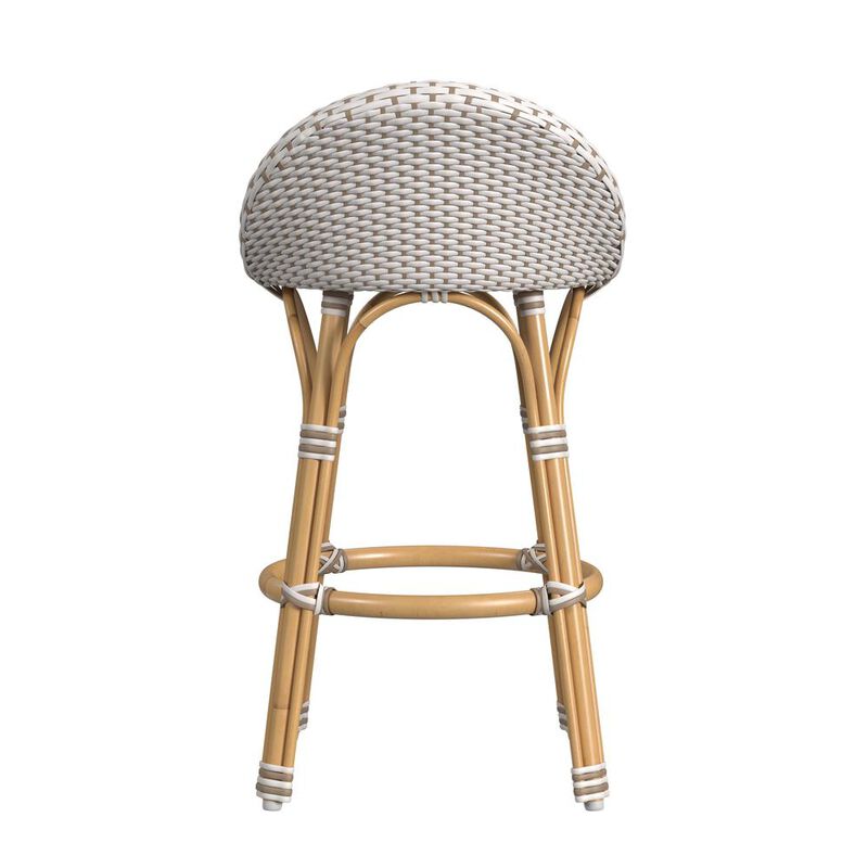 Butler Specialty Tobias 24 in. Seat Height Outdoor Rattan and Metal Low Back Counter Stool