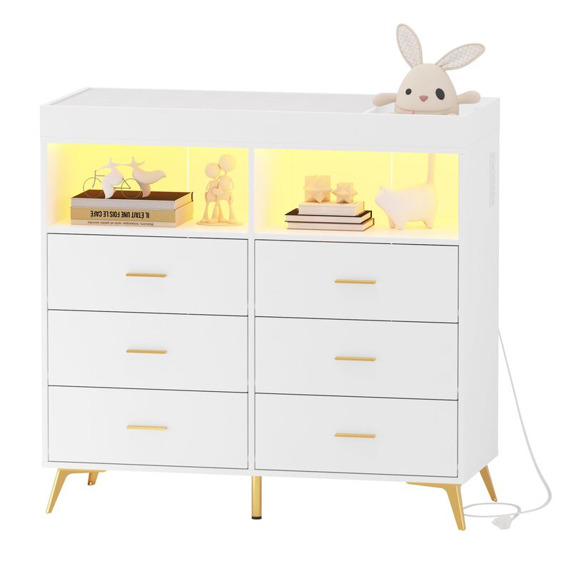 LED Light & Power Outlet Baby Changing Table Dresser image number 0