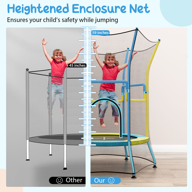 Children&rsquo;s Mini Trampoline, Enclosure Net with Foam Grip Handles image number 5