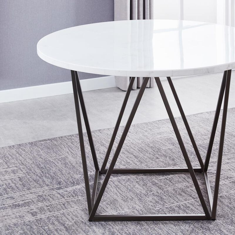Ramona White Marble Top Round Dining Table