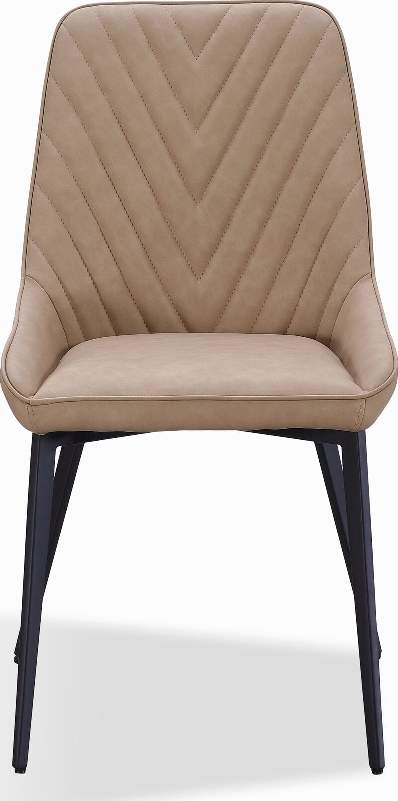 Lucia Metal Leg Upholstered Dining Chair in Honey Synthetic Leather - Set of 2