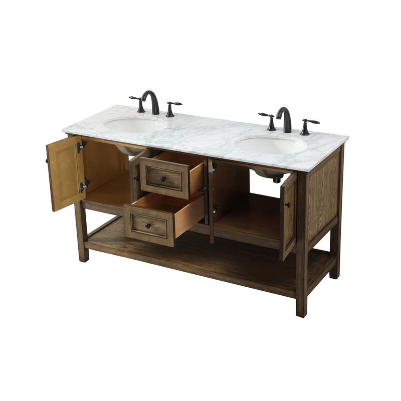 Elegant Kitchen and Bath 60 inch double bathroom vanity in driftwood