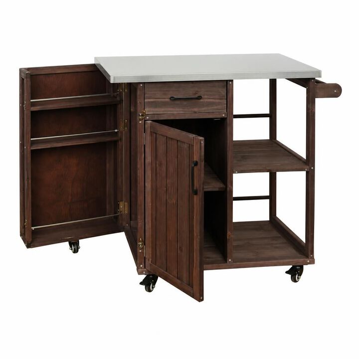 ELEMENT ACE Mobile Lockable Outdoor Kitchen Island Prep Cart with Stainless Top, Ample Storage and Racks for Patio Backyard Use
