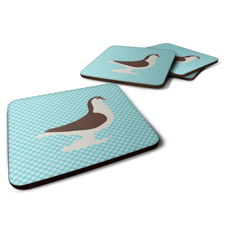 Caroline's Treasures Large Pigeon Blue Check Decorative Coasters, 3.5, Multicolor