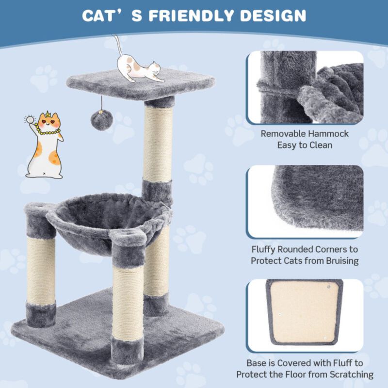 Multi-level Cat Tree with Scratching Posts and Cat Hammock