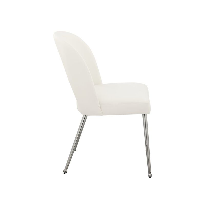 Meridian Furniture Logan Cream Vegan Leather Dining Chair, Set of 2