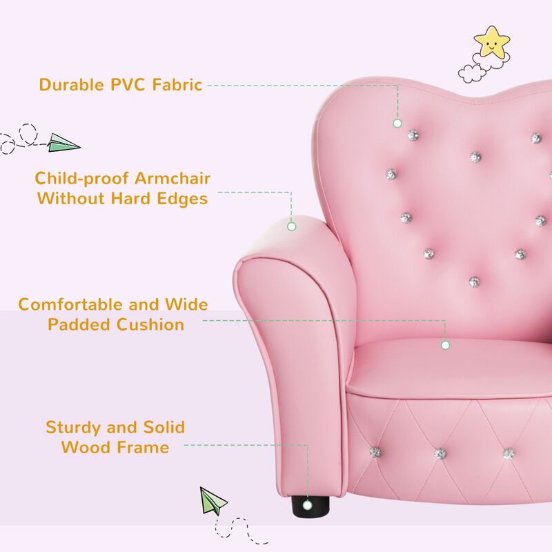Hivvago Diamond Tufted Kids Couch for Preschoolers image number 3