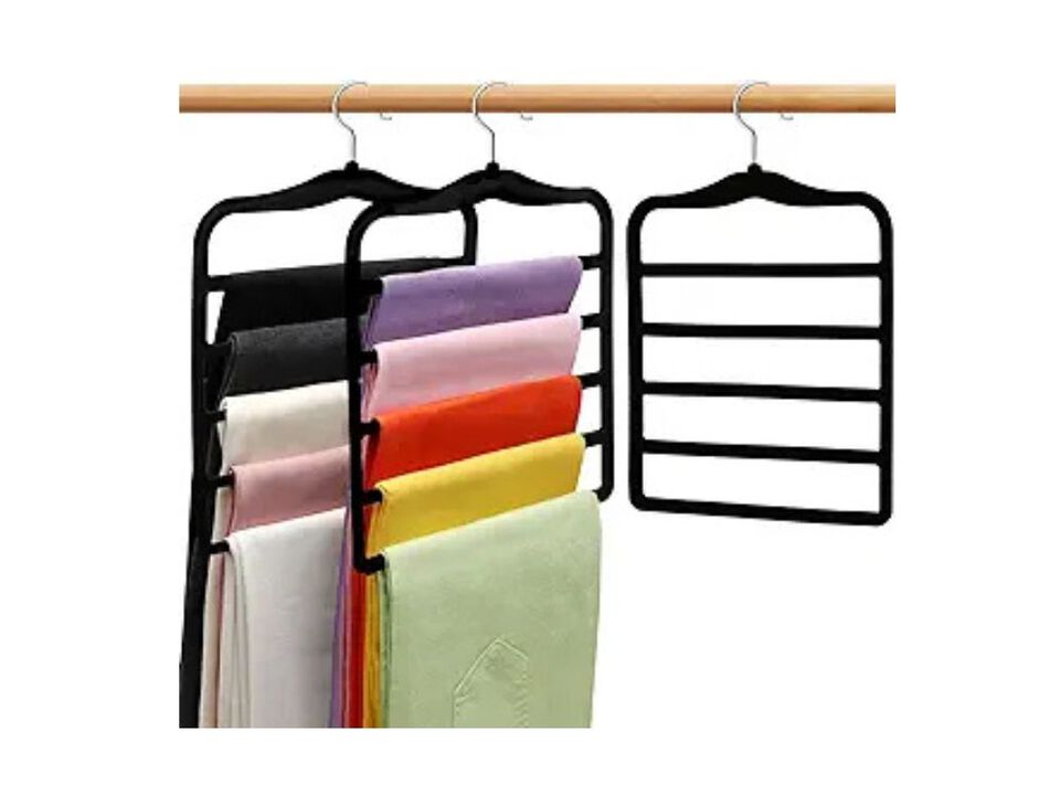 Closet Organizers And Storage, 3 Pack Pants-Hangers-Space-Saving, Velvet Non Sil