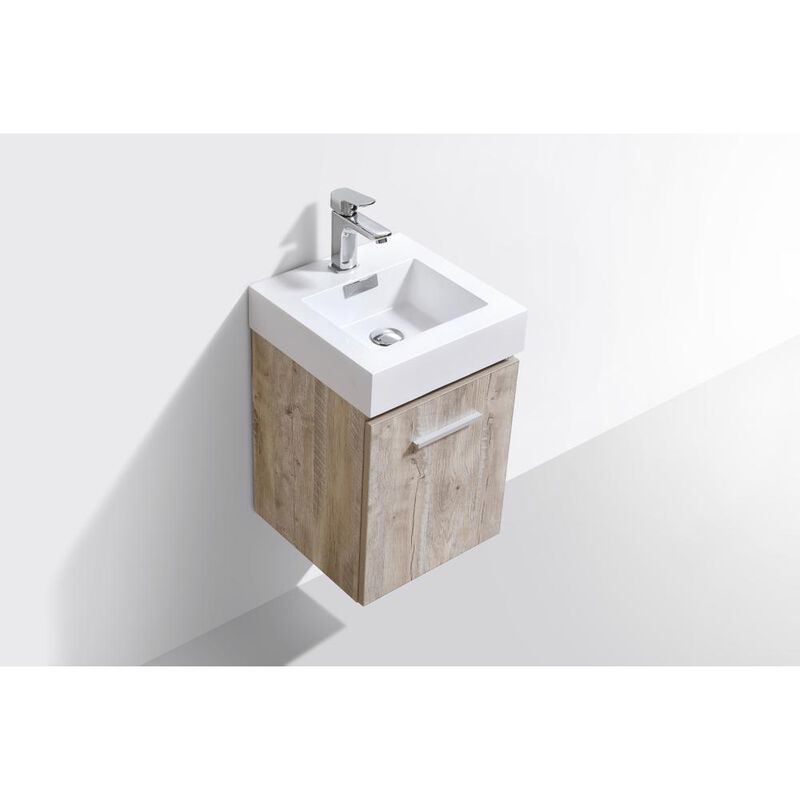 Kubebath Bliss 16 Nature Wood Wall Mount Modern Bathroom Vanity