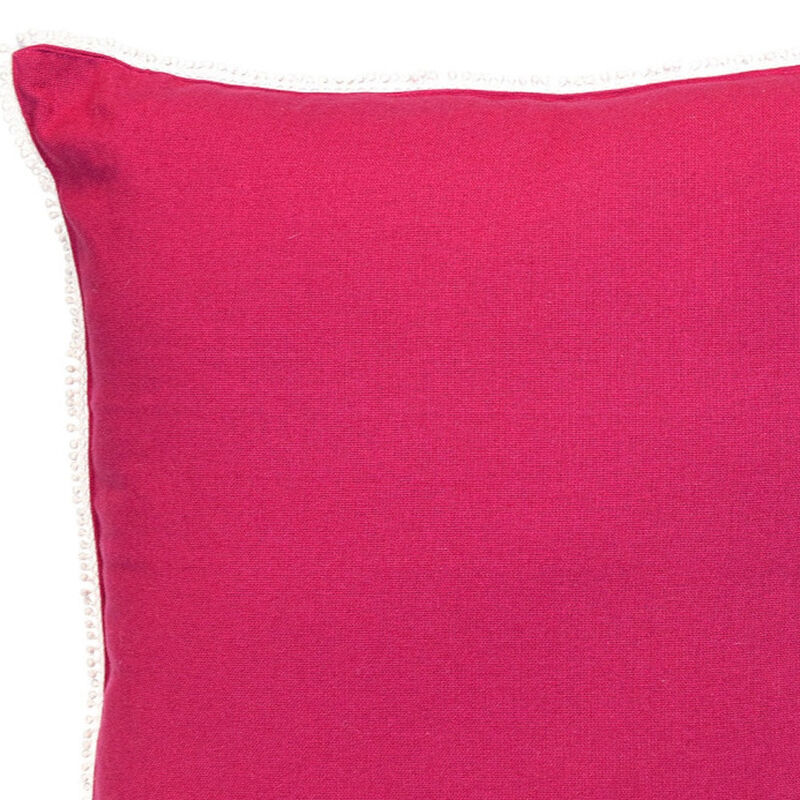 HomeRoots 20" Hot Pink Cotton Throw Pillow With Fringe image number 3