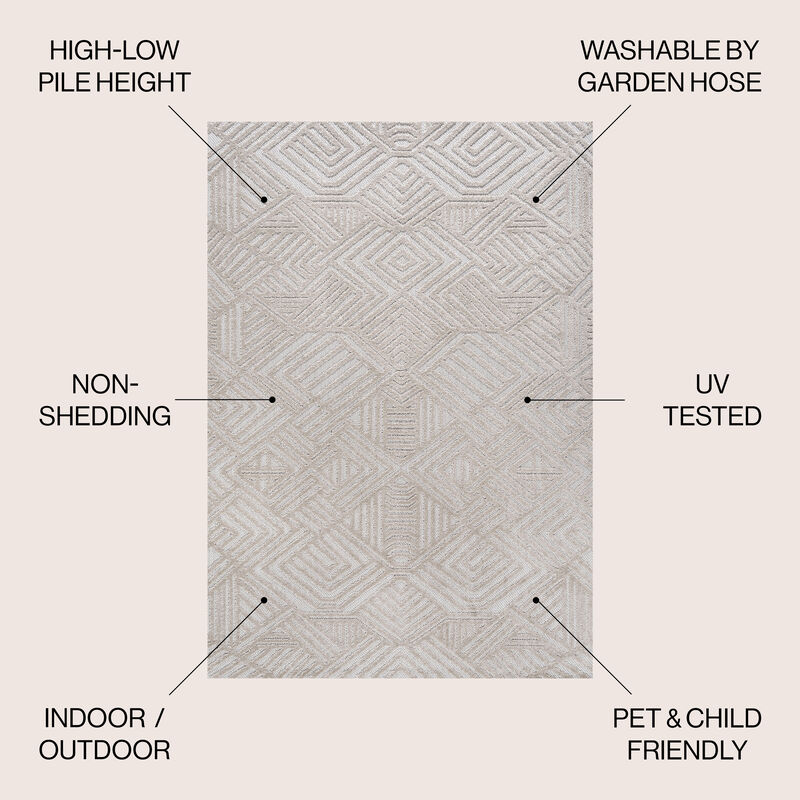Jordan High-Low Pile Art Deco Geometric Indoor/Outdoor Area Rug