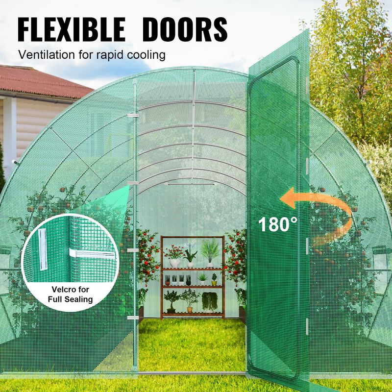 Galvanized Frame Walk-In Greenhouse with All-Weather PE Cover for Plants and Seedlings