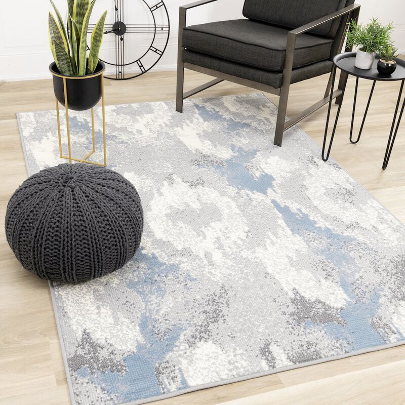 Novelle Home Functional Style Blue White Grey Abstract Rug, 4'7 x 6'7, 4'7 x 6'7 image number 6