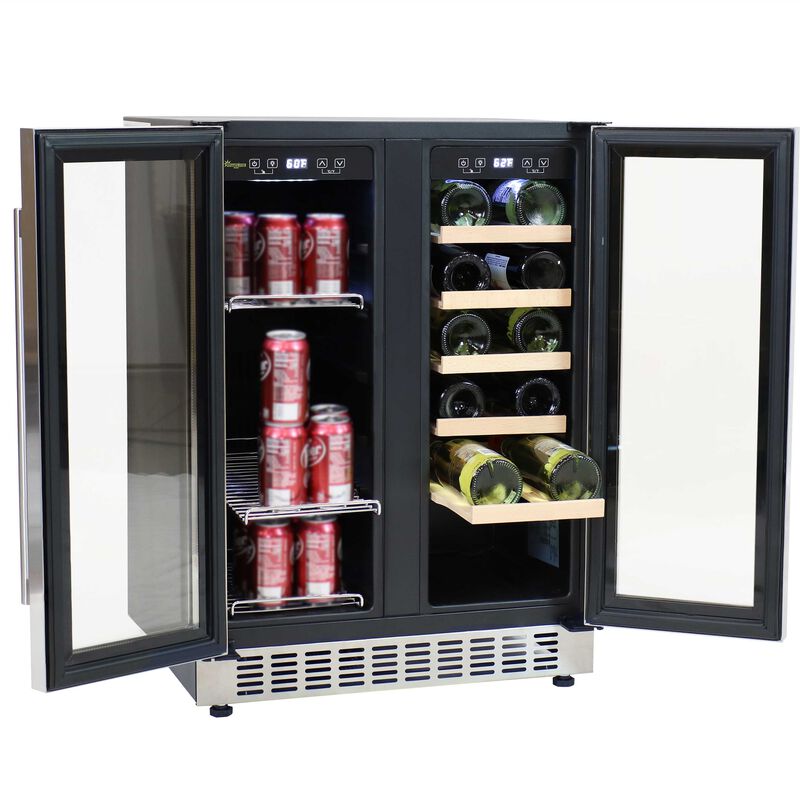 Sunnydaze 20-Bottle Stainless Steel Dual Zone Beverage Wine Refrigerator