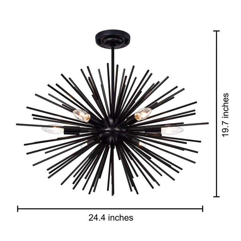 Justa Sputnik Black 6-Light Industrial Chandelier image number 3