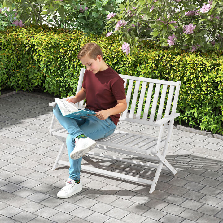 Hivvago 2-Person Foldable Wooden Outdoor Bench with Backrest