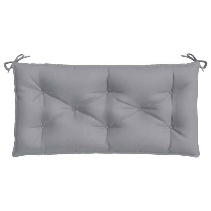 Claire Outdoor Cushion for Bench Set of 2, 39in Gray Tufted Oxford - Benzara
