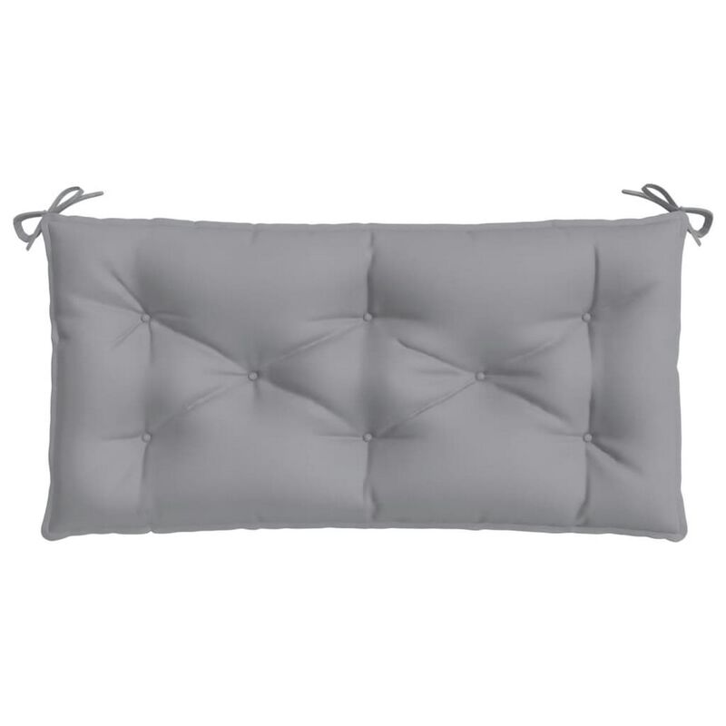 Claire Outdoor Cushion for Bench Set of 2, 39in Gray Tufted Oxford - Benzara