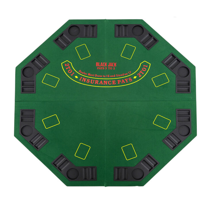 Portable 8 Player Poker Table Top with Built In Cup Holders and Chip Trays