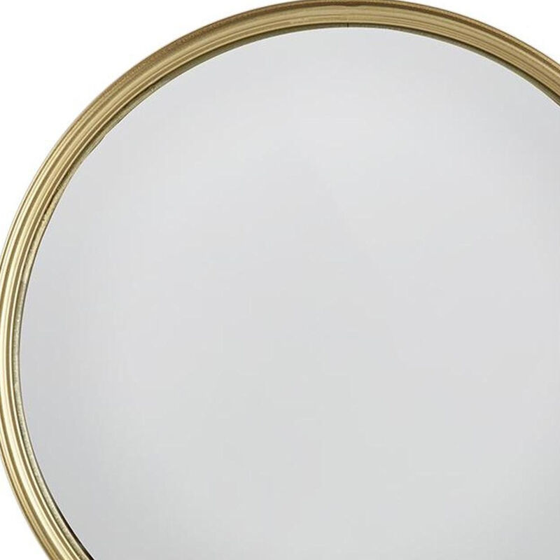 HomeRoots 10" Gold Round Iron Textured Framed Accent Mirror image number 3