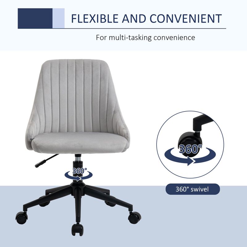 Slate Task Chair: Velveteen Swivel Mid-Back with Fluted Design