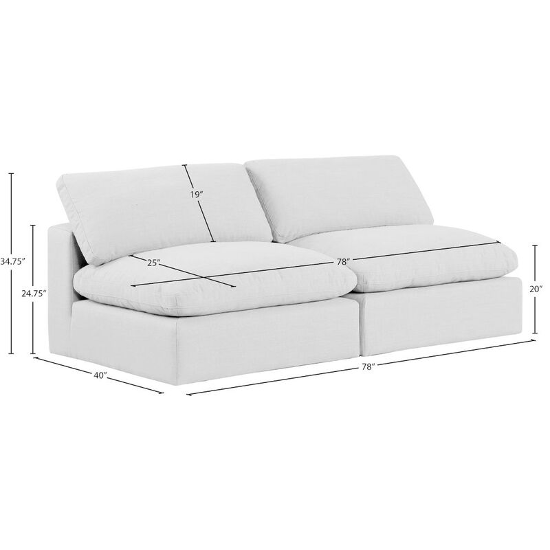 Meridian Furniture Comfy White Linen Textured Fabric Modular Sofa
