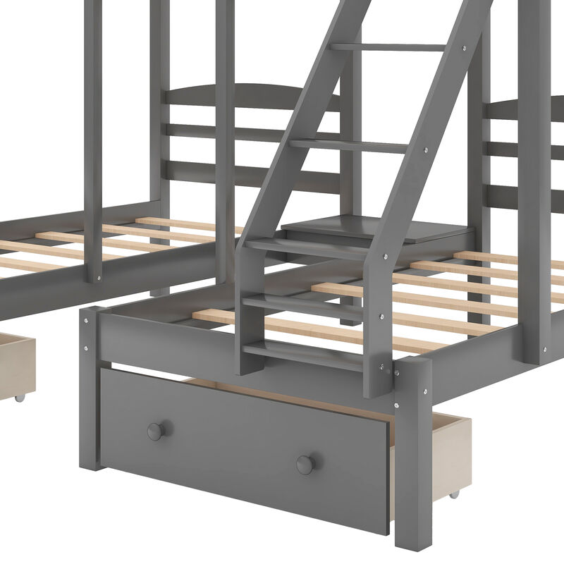 Whisen Full over Twin Twin Bunk Bed with Drawers, Pine, for Kids Teens Bedroom image number 7